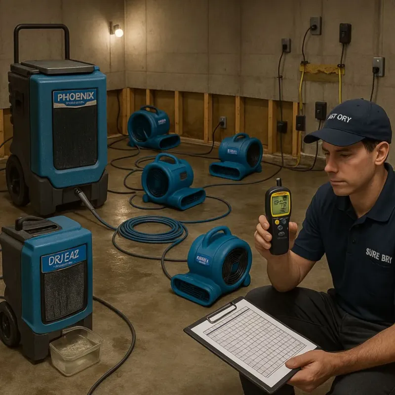 Structural Drying and Dehumidification process in Medulla, FL